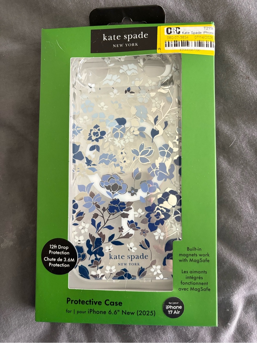 kate spade New York Clear Floral iPhone 17 Air Case in Blue and Silver